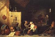 An Old Peasant Caresses a Kitchen Maid in a Stable David Teniers